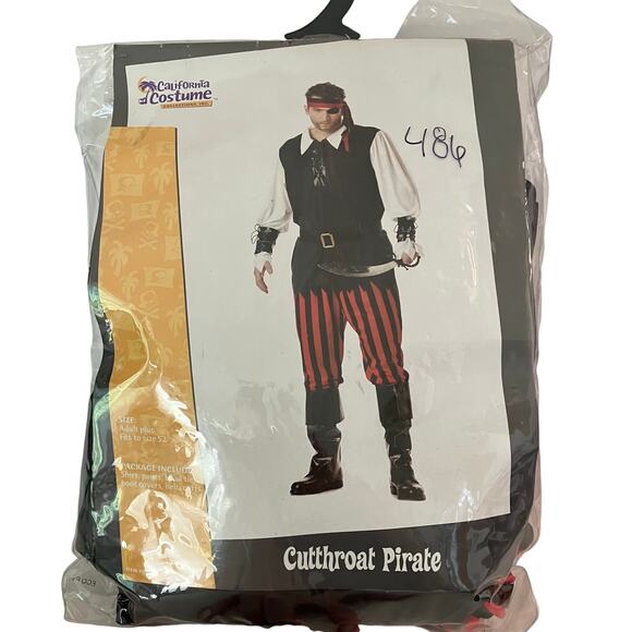 Men’s Halloween Adult Plus Size Costume CUT THROAT PIRATE, California Costume Co - Picture 1 of 4